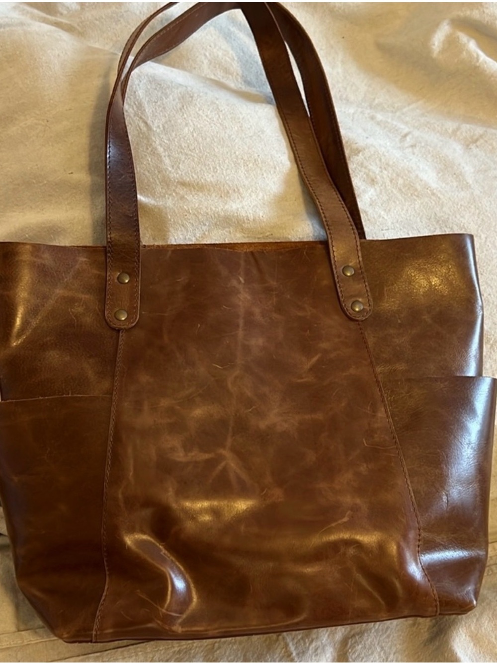 Le Papillon Brown Distressed Leather Tote - Picture 5 of 9